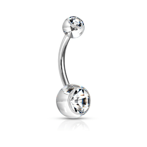 Clear Gem Belly Ring - DeluxeeJewelz